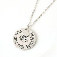 Fashion Beautiful &ldquo;you are my sunshine&rdquo; Letter Silver Round Pendant Necklace N4