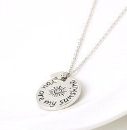 Fashion Beautiful &ldquo;you are my sunshine&rdquo; Letter Silver Round Pendant Necklace N5