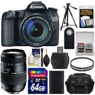 Canon EOS 70D Digital SLR Camera &amp; EF-S 18-135mm IS STM Lens with 70-300mm Di Lens + 64GB Card + Battery + Case...