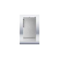 Summit CM421BLDPL: 20&quot; wide counter height refrigerator-freezer with a lock, diamond plate door, black cabinet... N2