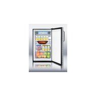 Summit CM421BLDPL: 20&quot; wide counter height refrigerator-freezer with a lock, diamond plate door, black cabinet... N3