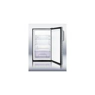Summit CM421BLDPL: 20&quot; wide counter height refrigerator-freezer with a lock, diamond plate door, black cabinet... N4
