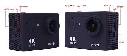 4K2 Sports Action Video Camera WiFi 2.0 inch 1080P Waterproof Helmet Camcorder Black N2
