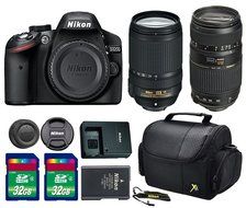 Nikon D3200 DSLR Camera + AF-S DX NIKKOR 18-140mm f/3.5-5.6G ED VR Lens + 70-300mm f/4-5.6 Di LD Macro Autofocus...
