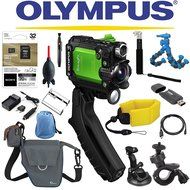 Olympus Stylus Tough TG-Tracker Wifi Action Camera (Green) + Sony 32GB MicroSD Card + Floating Strap + Flexpod...