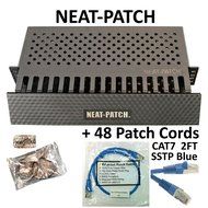 Neat Patch Cable Manager (10 Units) w/ 240 CAT6 Patch Cables (2FT Green) N3