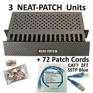 Neat Patch Cable Manager (10 Units) w/ 240 CAT6 Patch Cables (2FT Green) N7