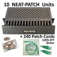 Neat Patch Cable Manager (10 Units) w/ 240 CAT6 Patch Cables (2FT Green) N8