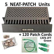 Neat Patch Cable Manager (10 Units) w/ 240 CAT6 Patch Cables (2FT Green) N9