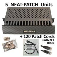 Neat Patch Cable Manager (10 Units) w/ 240 CAT6 Patch Cables (2FT Green) N10