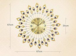 Luxury European Style Creative Iron Art Wall Clock Gorgeous Peacock Diamante Fashion Clock Large