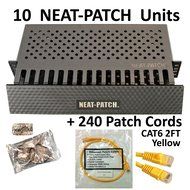 Neat Patch Cable Manager (10 Units) w/ 240 CAT6 Patch Cables (2FT Green) N12