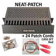 Neat Patch Cable Manager (10 Units) w/ 240 CAT6 Patch Cables (2FT Green) N16