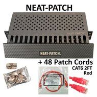 Neat Patch Cable Manager (10 Units) w/ 240 CAT6 Patch Cables (2FT Green) N18