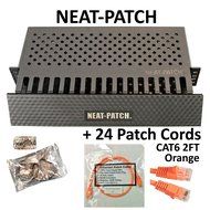 Neat Patch Cable Manager (10 Units) w/ 240 CAT6 Patch Cables (2FT Green) N19