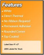 4 x 2 Fanfold Zebra Compatible Direct Thermal Labels (4 Cartons) for Zebra Printer GC420d GC420t GK420d GK420t... N3