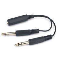 0.6 Feet 6.5mm Female Jack to Dual 6.5mm Male Plug Audio Stereo Connector Splitter Adapter Cable N2