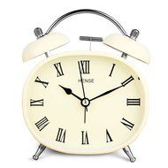HENSE Retro Vintage Mute Silent Quartz Movement Twin Bell Tabel Alarm Clock Roman Numerals Analog Dial Bedroom... N7