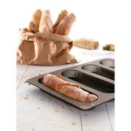 Lekue 4 Cavity Micro Perforated Mini Baguette Baking Pan, Brown N5