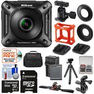 Nikon KeyMission 360 Wi-Fi Shock &amp; Waterproof 4K Video Action Camera Camcorder + Bike Handlebar &amp; Helmet Mounts...