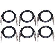 GLS Audio 2ft Patch Cable Cords - 1/4" TS To 1/4" TS Shielded Unbalanced Black Cables - 2' Mono Snake Cord - 6...