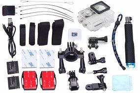 Scinex&reg; WPC10 16GB WiFi HD 1080P 12MP Waterproof Sports Camera + Telescope Pole and Mounts - US Warranty (Silver) N5