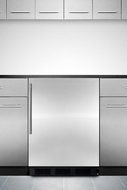 Summit AL652BBISSHV: ADA compliant built-in undercounter refrigerator-freezer with stainless steel door, blac