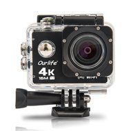 Ourlife 4K WIFI Sports Action Camera Ultra HD 170&deg; HD Wide-angle Fish-eye Lens 2 inch LCD Screen[Black] N5