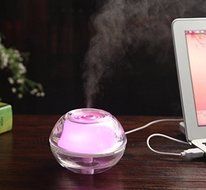 Crystal Mini USB Humidifier LED Light Ultrasonic Diffuser Aromatherapy Air Purifier (Pink) N13