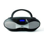 Tyler Portable Sport Stereo MP3/CD Boombox Player TAU104-BK with USB Charging Port for Phones and Tablets, USB...