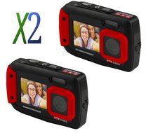 (2 Count) iON Cool-iCam Tough Waterproof Shockproof Digital Selfie Camera with Dual LCD Display (Red) (Two Cameras) N2
