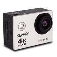 Ourlife 4K WIFI Sports Action Camera Ultra HD 170&deg; HD Wide-angle Fish-eye Lens 2 inch LCD Screen (Camera-silver)