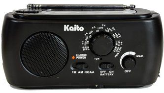 Kaito KA331 Portable Hand Crank AM/FM NOAA Weather Radio with Cell Phone Charger &amp; 3-LED Flashlight, Color Black N3
