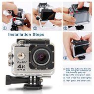 Ourlife 4K WIFI Sports Action Camera Ultra HD 170&deg; HD Wide-angle Fish-eye Lens 2 inch LCD Screen (Camera-silver) N2
