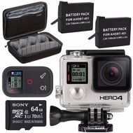 GoPro HERO4 Black + Rechargeable Battery + Smart Remote + Sony 64GB microSDXC + Case for GoPro HERO4 and GoPro...