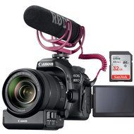 Canon EOS 80D Wi-Fi Digital SLR Camera &amp; 18-135mm IS Video Creator Kit + 70-300mm IS Lens + PZ-E1 Adapter + RODE... N2