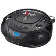 Axess Black Portable Boombox MP3/CD Player with Text Display,with AM/FM Stereo, USB/SD/MMC/AUX Inputs N2