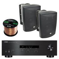 Yamaha R-S201BL 2-Channel 200-Watt Home Audio AM/FM Radio Stereo Receiver Amplifier Bundle Combo With 4x Dual...