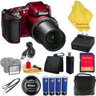 Nikon COOLPIX L840 Digital Camera with 38x Optical Zoom and Built-In Wi-Fi (Red)+ Case+64 GB Card+Reader + 6pc...