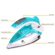 ZZ TI962-G Dual Voltage Travel Steam Iron with Stainless Steel Soleplate 1000 Watt, Blue N4