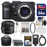 Sigma sd Quattro ILC Digital Camera &amp; 30mm f/1.4 ART Lens with 64GB Card + Case + Flash + Diffuser + Battery +... N5