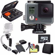 GoPro HERO+ LCD + Steadicam Curve for GoPro HERO Action Cameras (Silver) + 64GB Memory Card + Case for GoPro HERO4...