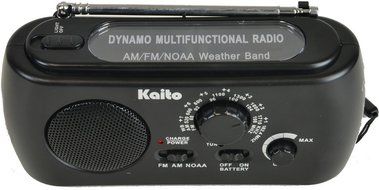 Kaito KA331 Portable Hand Crank AM/FM NOAA Weather Radio with Cell Phone Charger &amp; 3-LED Flashlight, Color Black N8