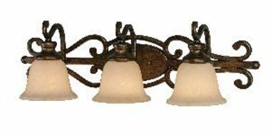 Golden Lighting 8063BA3BUS Bath Vanity with Tea Stone Glass Shades, Burnt Sienna Finish by Golden Lighting