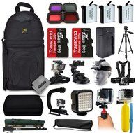 Opteka 3x Batteries + Filters + 128GB Memory + Handgrip + Case + Monopod + Chest Strap + Head Strap + Tripod +...
