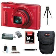 Canon Powershot SX610 HS Digital Camera (Red) with 16GB Accessory Bundle N2