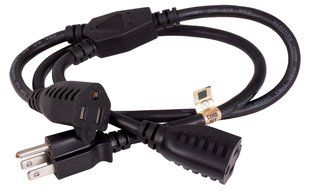 Cable Leader Power Cord Splitter Cable For 2 NEMA 5-15R to 1 NEMA 5-15P (14 inches / 14 AWG) N4