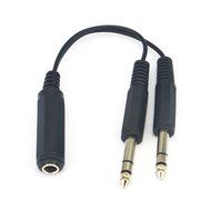 0.6 Feet 6.5mm Female Jack to Dual 6.5mm Male Plug Audio Stereo Connector Splitter Adapter Cable N4