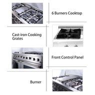 Anself THOR KITCHEN HRG4808U 48-inch Stainless Steel Gas Fuel Range Double Oven Cooker, 6 Burner, N2