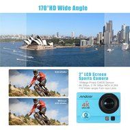Andoer 2" Ultra-HD LCD 4K 25FPS 1080P 60FPS Wifi Cam FPV Video Output 16MP Action Camera 170&deg;Wide-Angle Lens with... N23